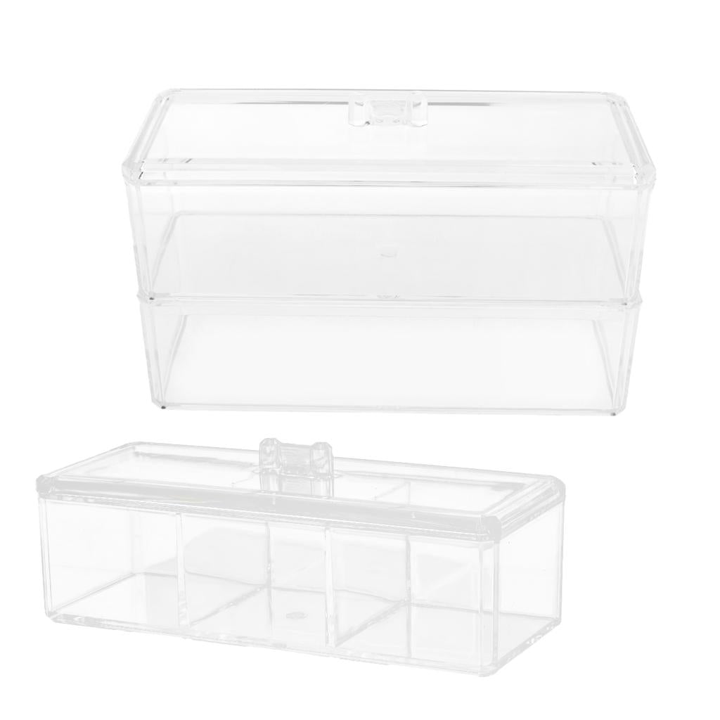 Acrylic Jewelry Cosmetic Makeup Storage Display Boxes Clear 3 Compartment