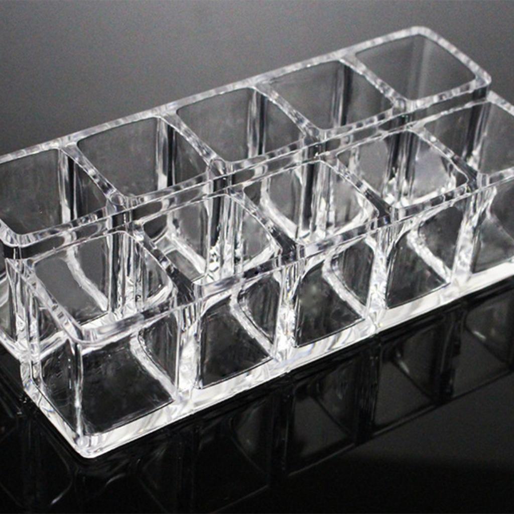 Lipstick Holder Display Stand 16 Deep Slot Acrylic Makeup Organizer Clear