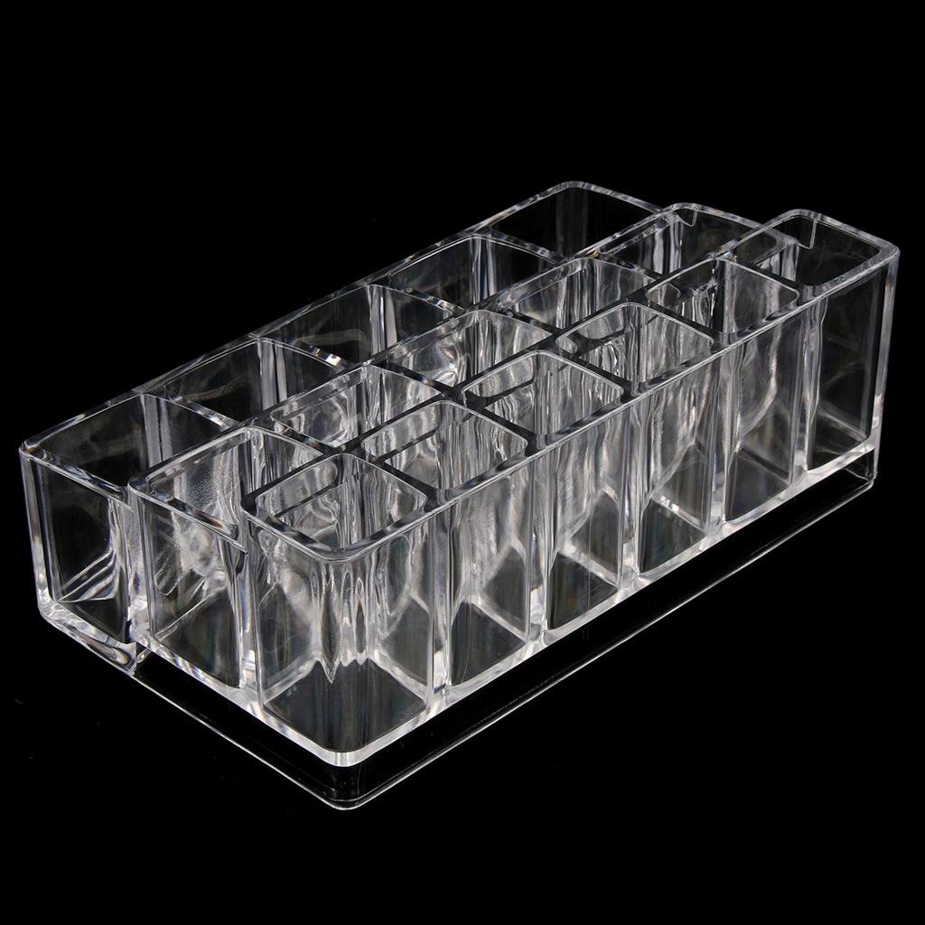 Lipstick Holder Display Stand 16 Deep Slot Acrylic Makeup Organizer Clear