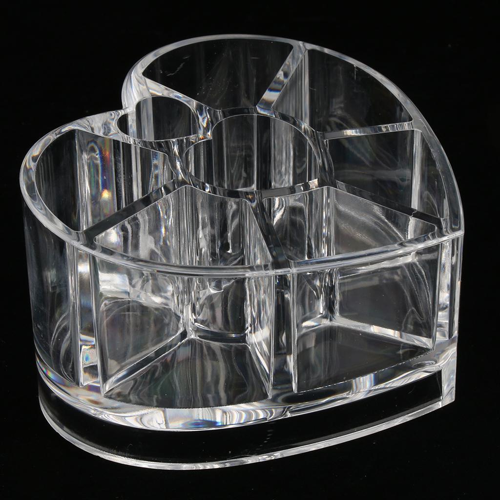 Multi-use Clear Acrylic Makeup Organizer Lipstick Holder Heart Shape