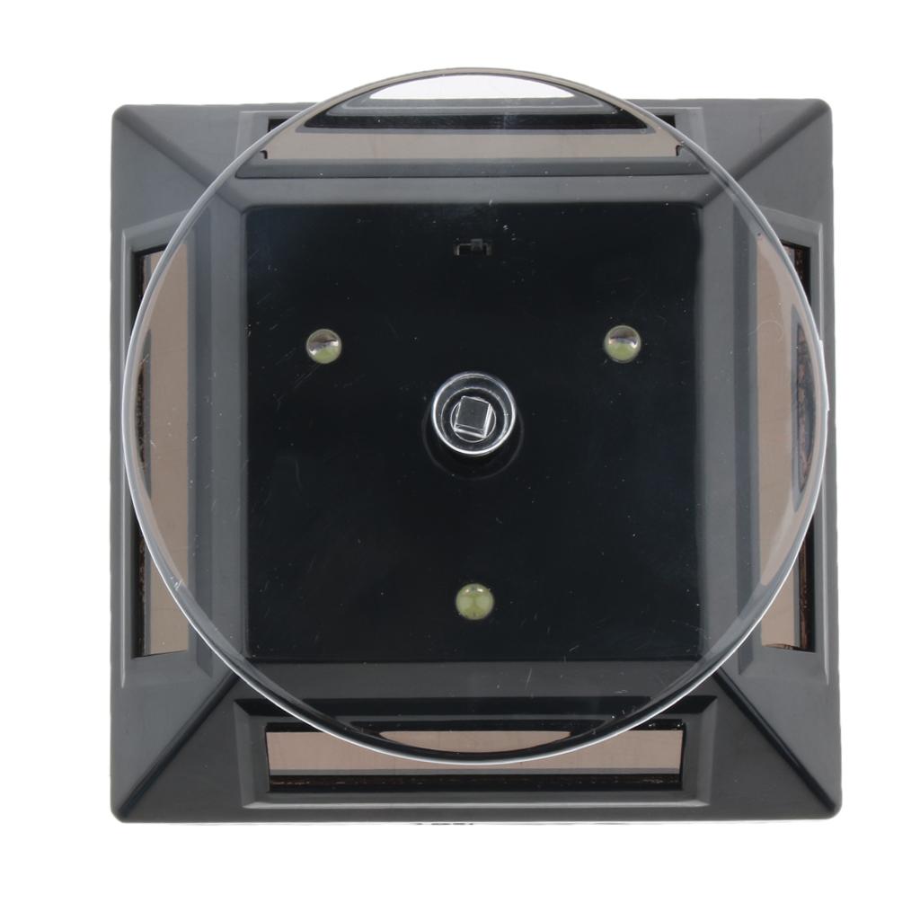 Solar Power Rotary Watch Phone Jewelry Ring Display Stand Turntable Black