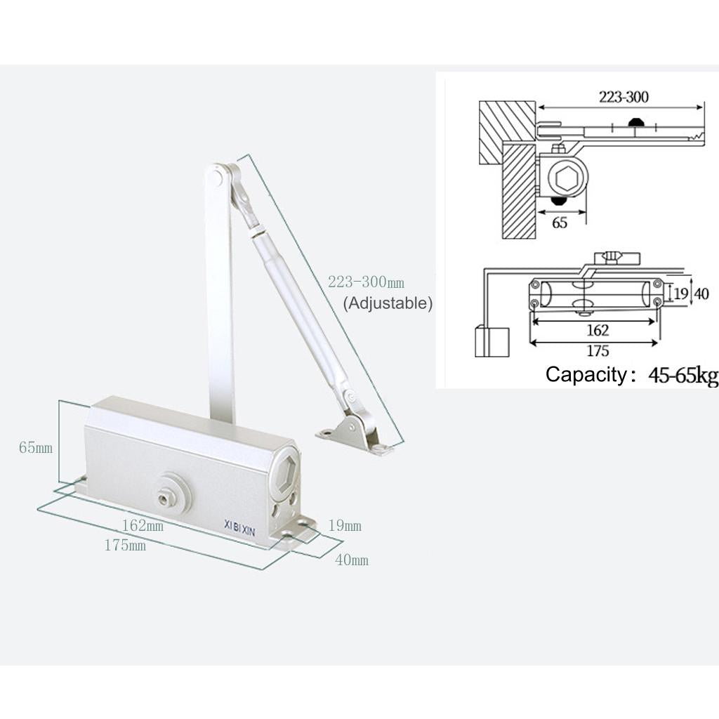 Automatic Door Closer Self-Closing Shutter for Home/Commercial Capacity 65kg