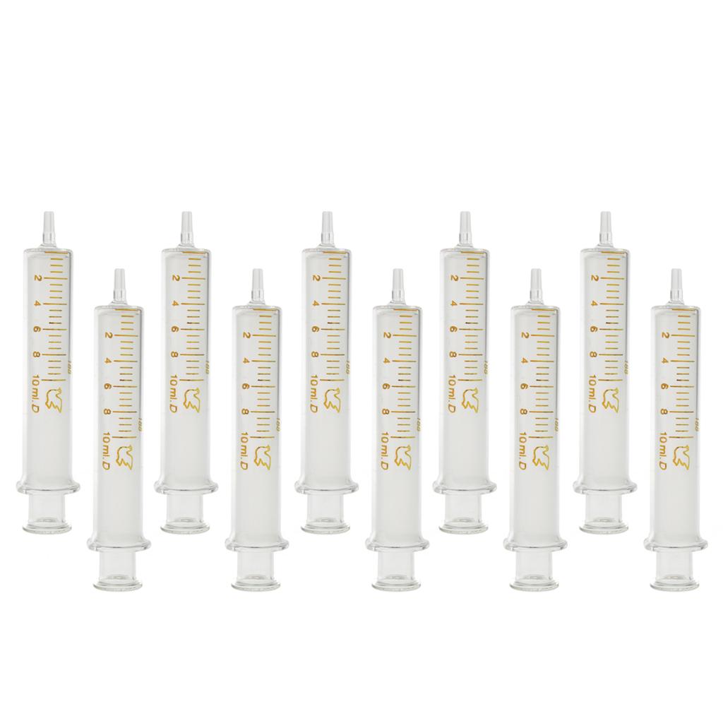 New 10mL Large Diameter Glass Sampler Syringe Scrub Injector(Pack of 10Pcs)