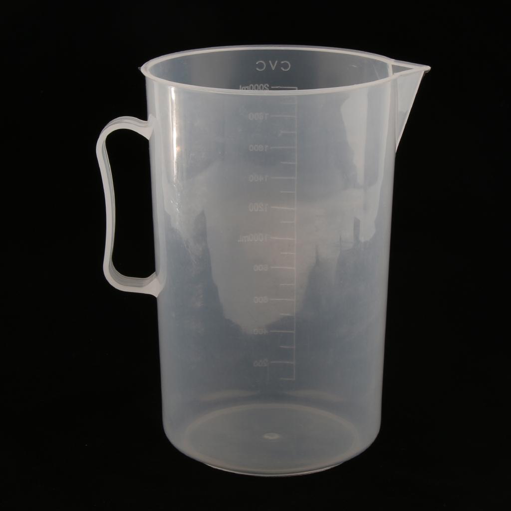 2000ml Plastic Measuring Cup w/ Handle Graduated Beaker Laboratory Equipment