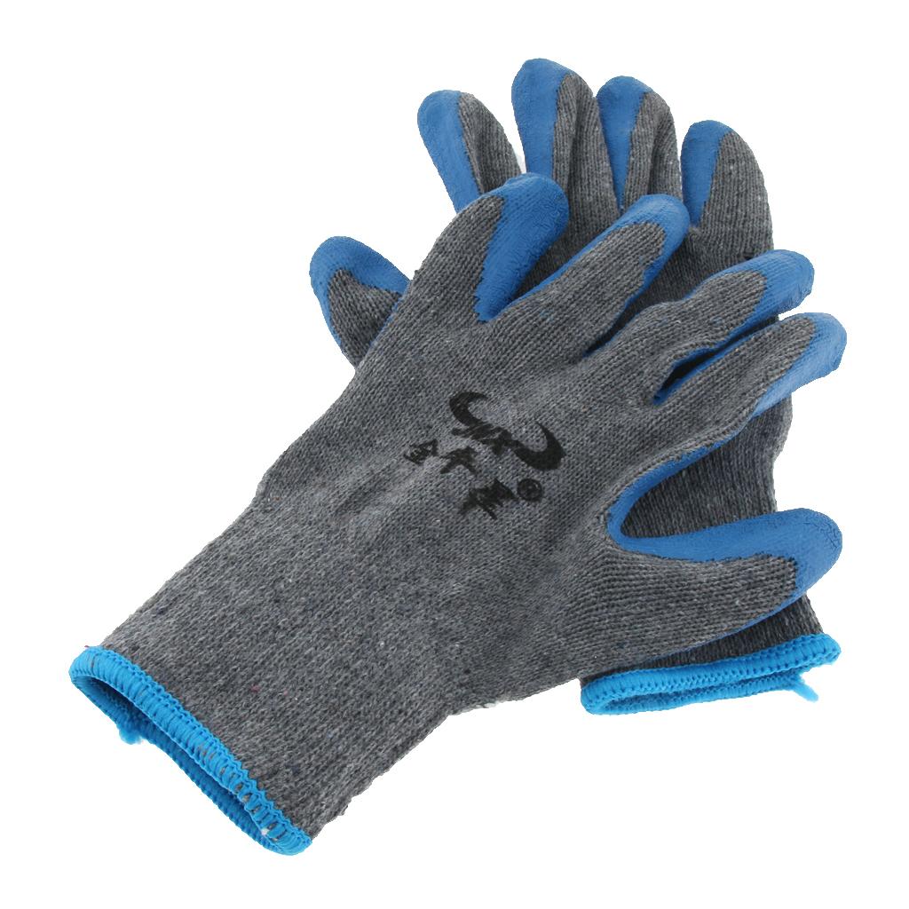 New Men / Woman Textured Rubber Palm Work Garden Wrist Glove Cotton-Polyester Blue Gray