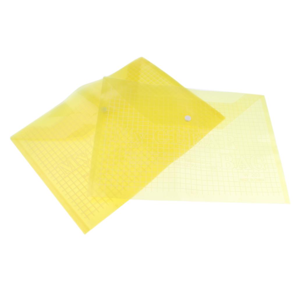 Waterproof A4 Document Bag Storage Pouch Stationery with Snap Button Yellow