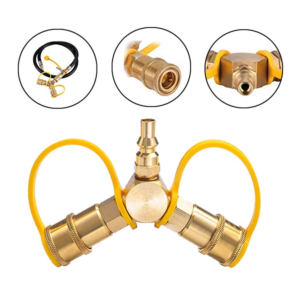 1/4inch Propane Y Splitter Quick Connect Y Adapter Fitting Connector Brass