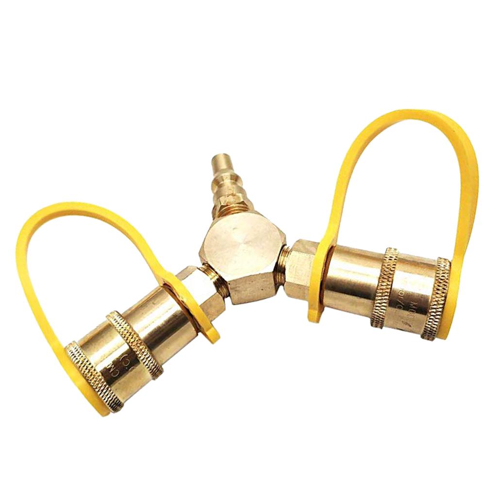 1/4inch Propane Y Splitter Quick Connect Y Adapter Fitting Connector Brass