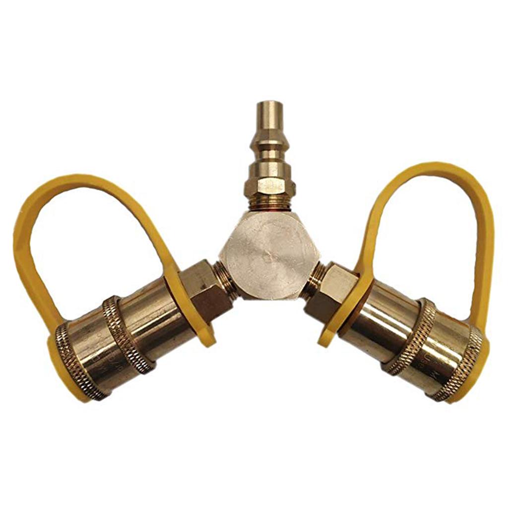 1/4inch Propane Y Splitter Quick Connect Y Adapter Fitting Connector Brass