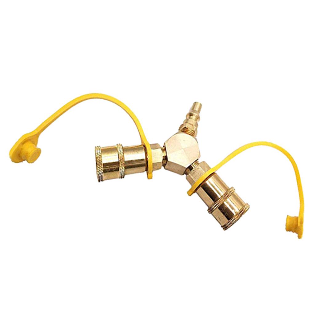 1/4inch Propane Y Splitter Quick Connect Y Adapter Fitting Connector Brass
