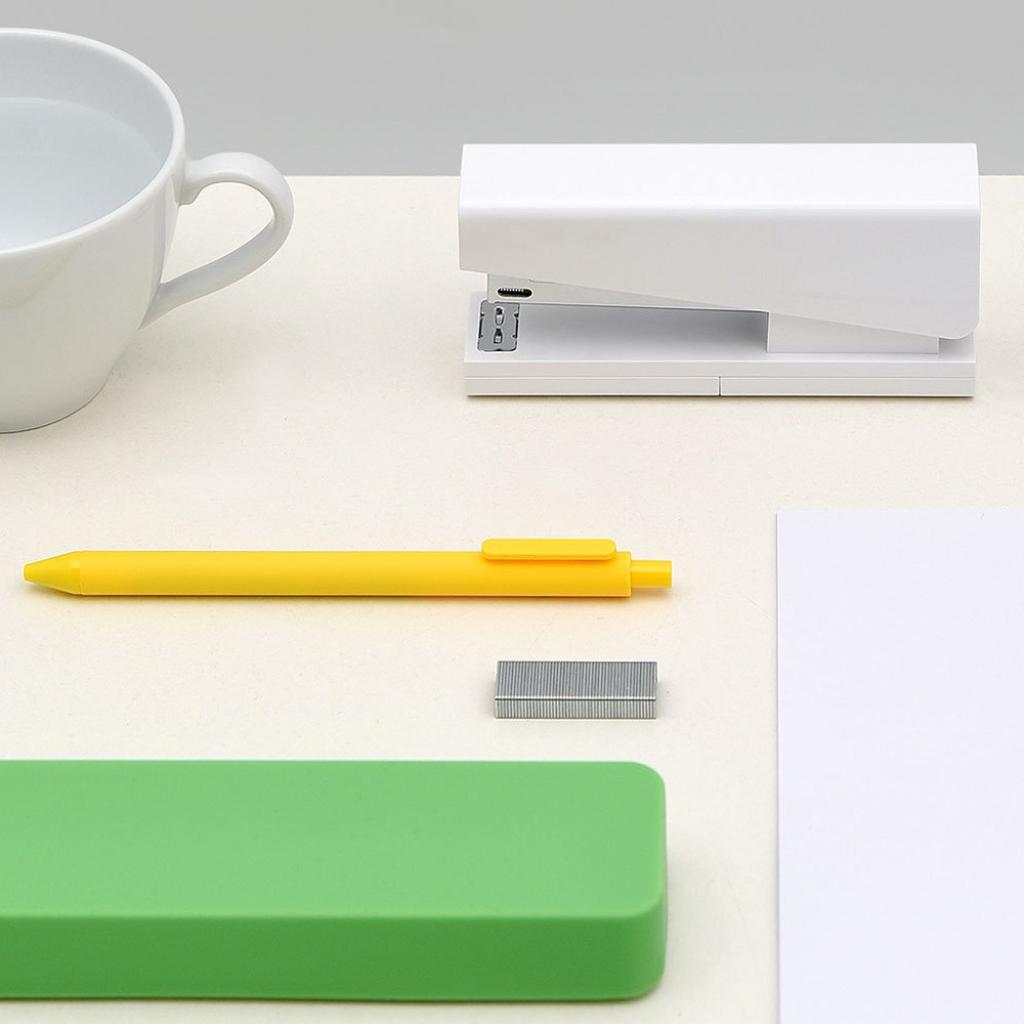 Kaco LEMO Stapler White, 20 Sheet Capacity, W/ Staple Storage, No jamming, improves office desktop efficiency