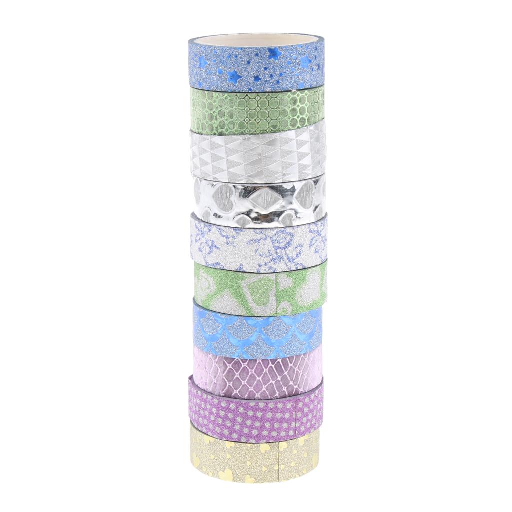 Glitter Tape Shiny Colored Masking Tape Sticky Adhesive DIY Tape Flowery