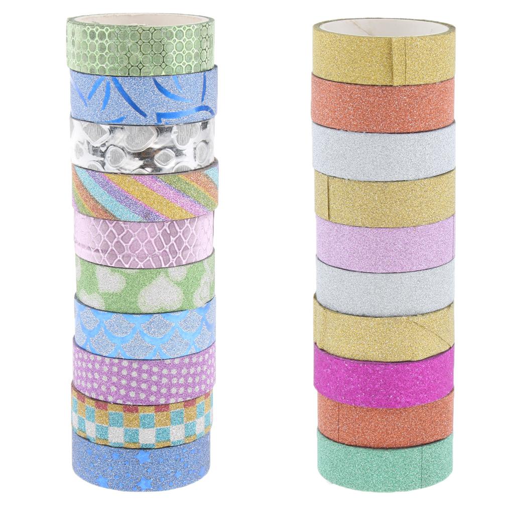 Glitter Tape Shiny Colored Masking Tape Sticky Adhesive DIY Tape Flowery