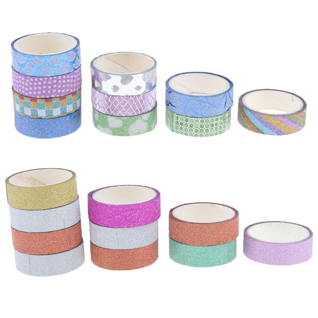 Glitter Tape Shiny Colored Masking Tape Sticky Adhesive DIY Tape Flowery