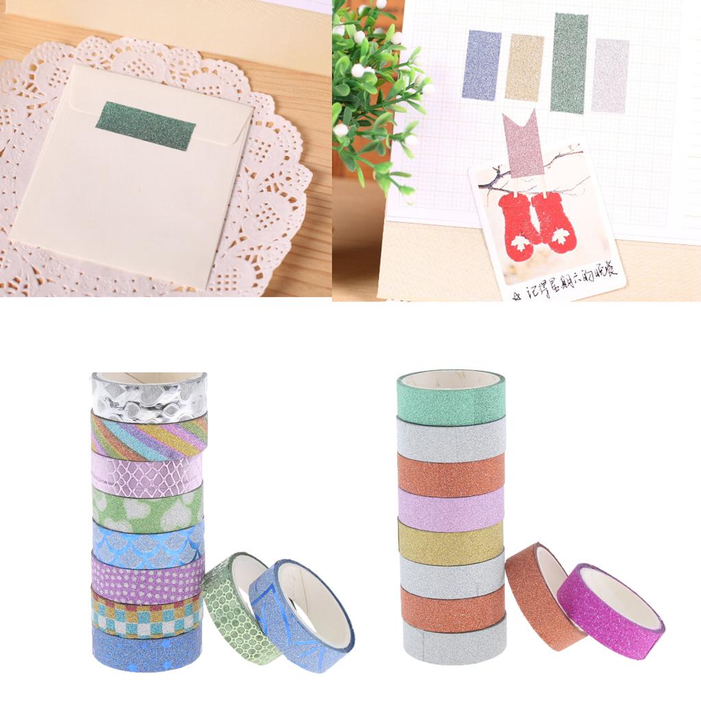 Glitter Tape Shiny Colored Masking Tape Sticky Adhesive DIY Tape Flowery