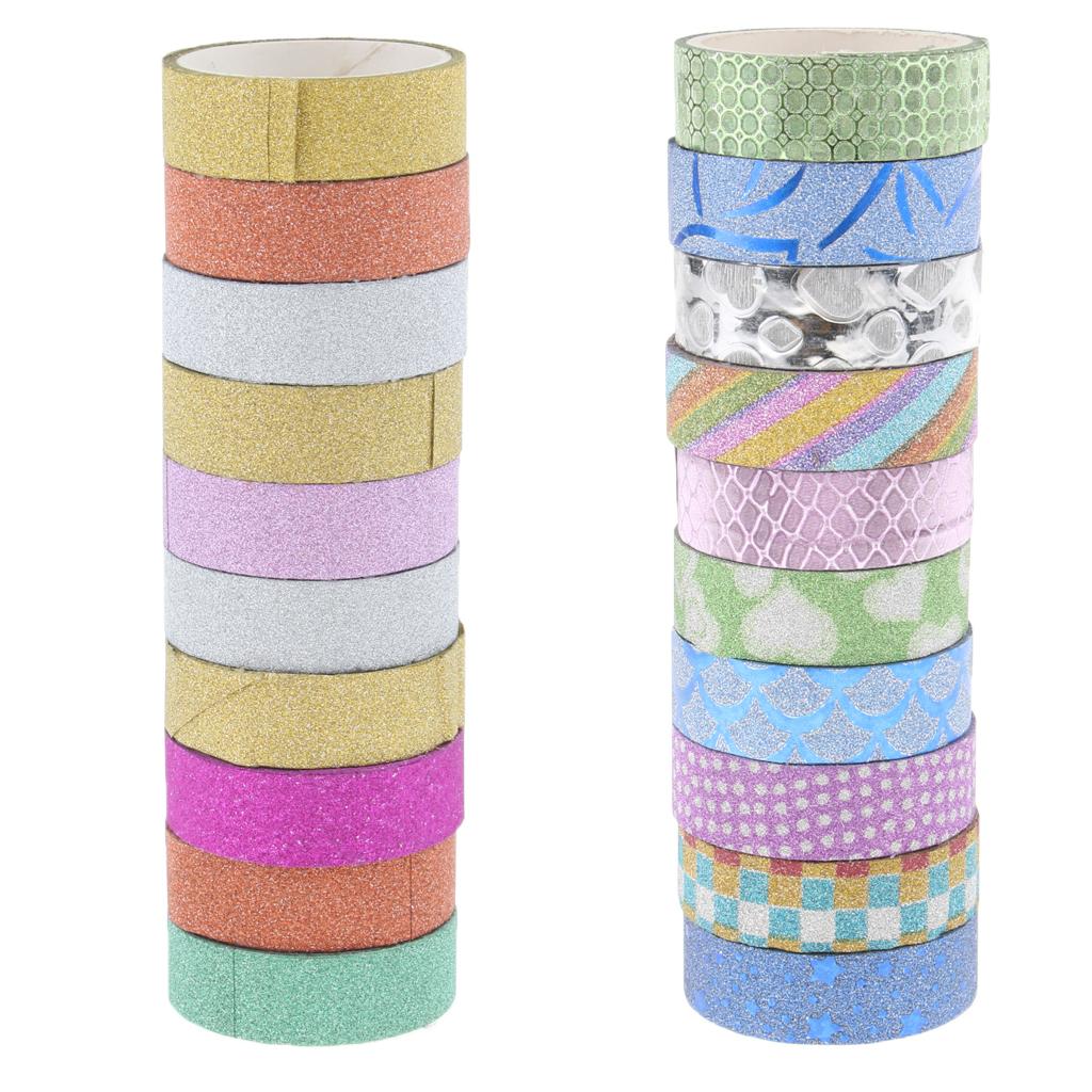 Glitter Tape Shiny Colored Masking Tape Sticky Adhesive DIY Tape Flowery