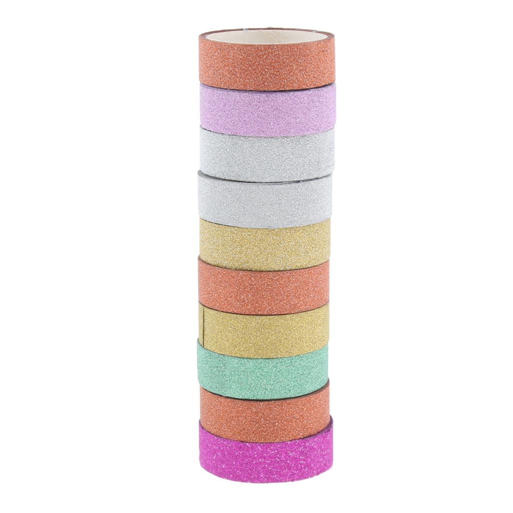 Glitter Tape Shiny Colored Masking Tape Sticky Adhesive DIY Tape Pure Color
