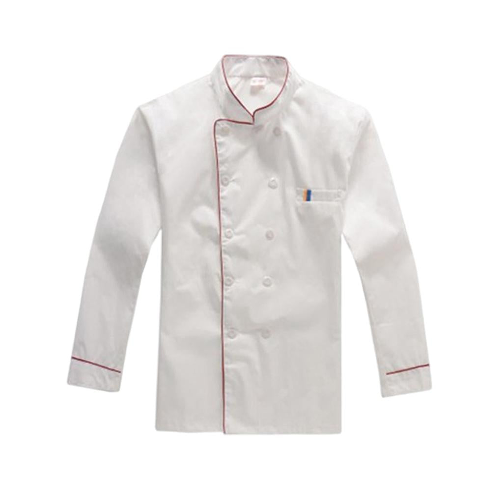 Unisex Chef's Uniform Long Sleeve Double-Breasted Men's Chef Coat L