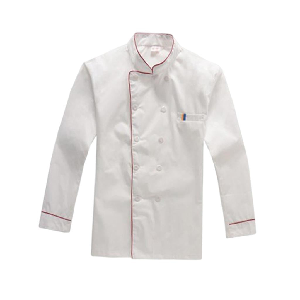 Unisex Chef's Uniform Long Sleeve Double-Breasted Men's Chef Coat L