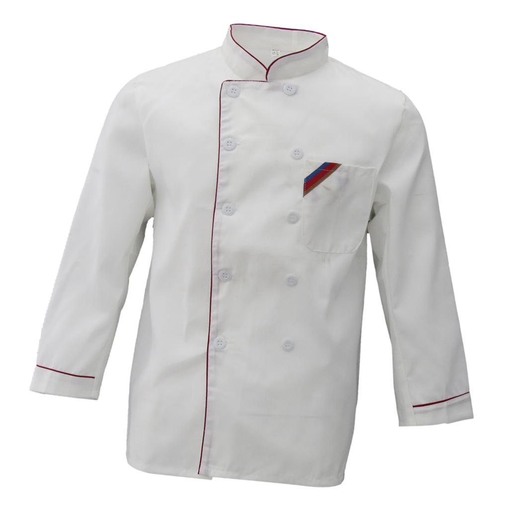 Unisex Chef's Uniform Long Sleeve Double-Breasted Men's Chef Coat XL