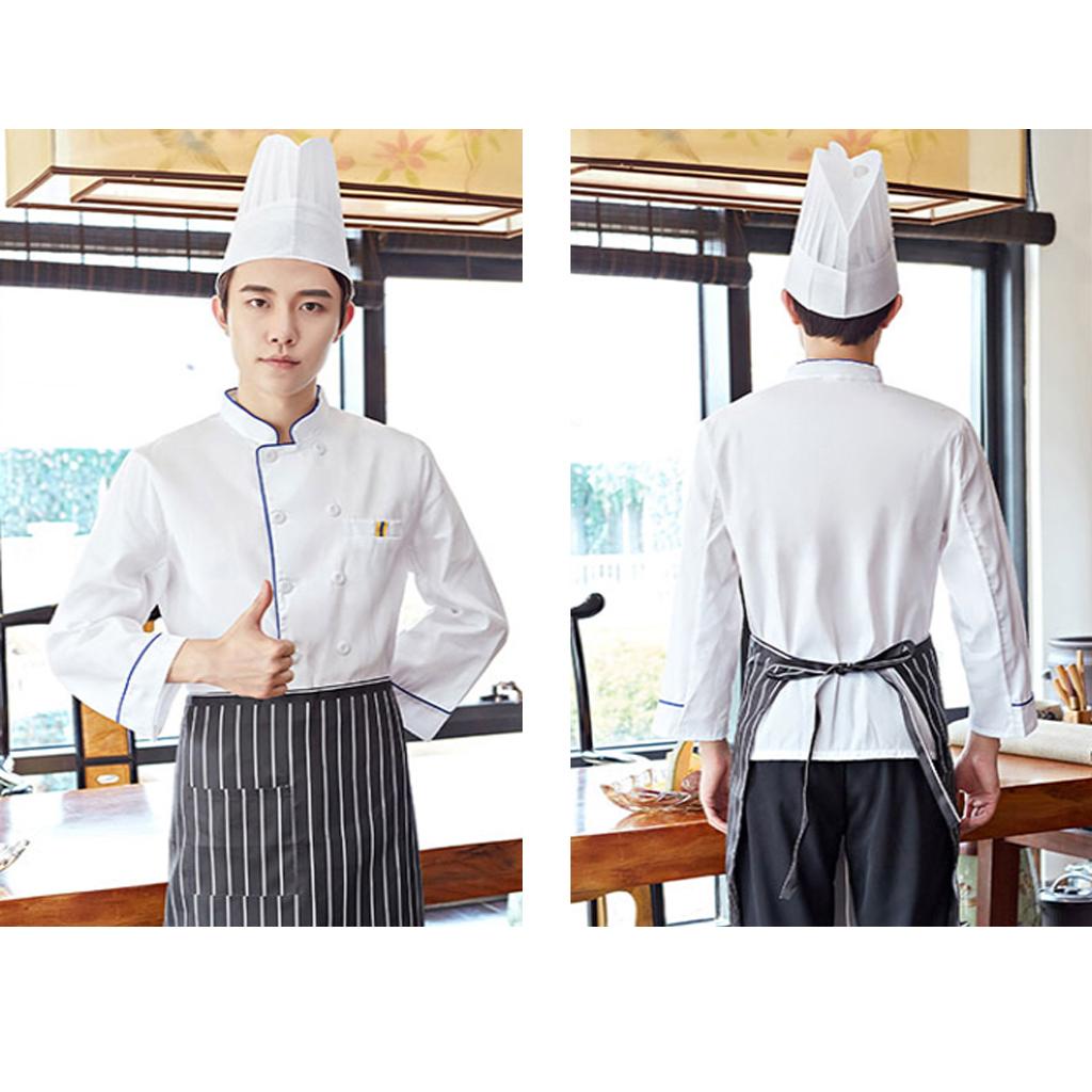 Unisex Chef's Uniform Long Sleeve Double-Breasted Men's Chef Coat XL