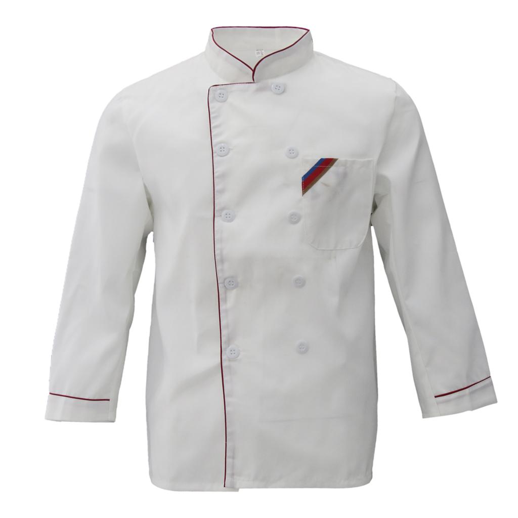 Unisex Chef's Uniform Long Sleeve Double-Breasted Men's Chef Coat XL