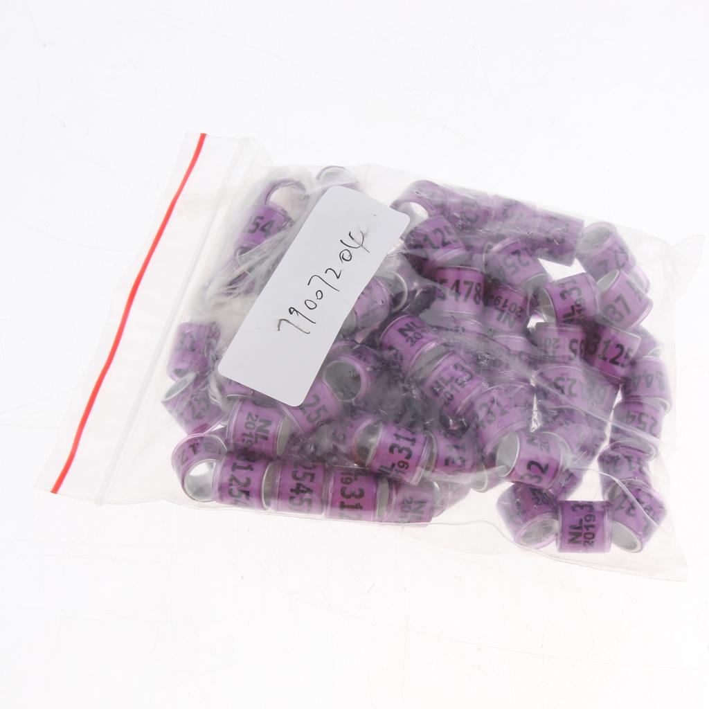 100pcs 8mm Plastic Bird Foot Number Ring for Racing Pigeon Purple-NL