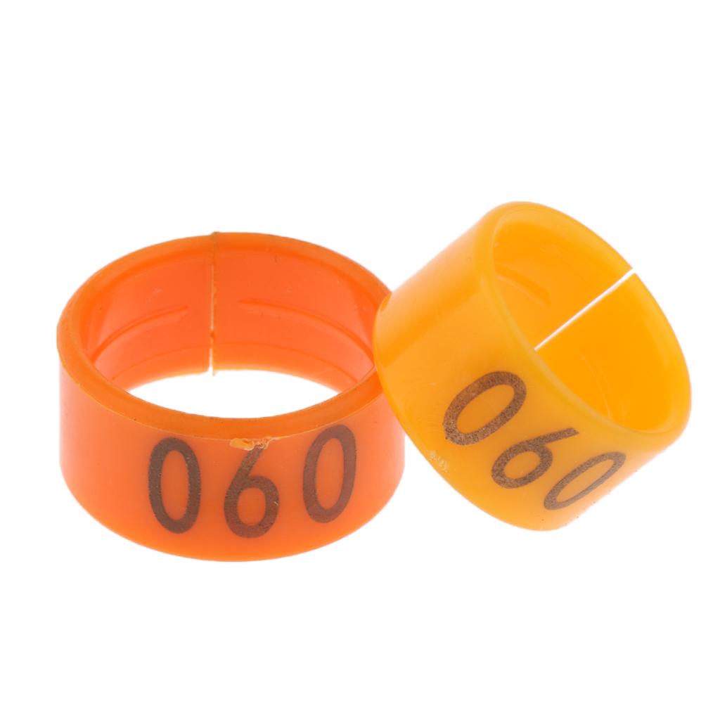 100 Pieces Chicken Poultry Leg Rings Bands Clip Numbers 1.6cm dia Orange