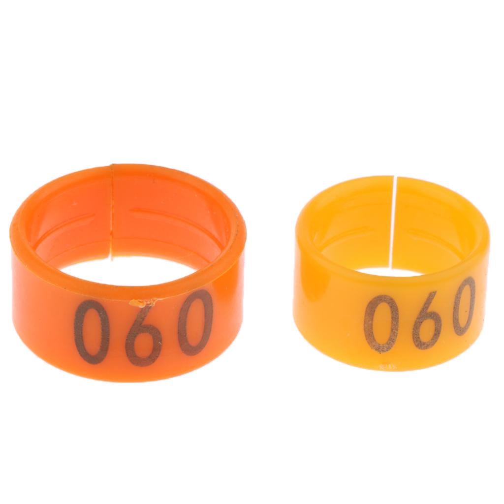 100 Pieces Chicken Poultry Leg Rings Bands Clip Numbers 1.6cm dia Orange