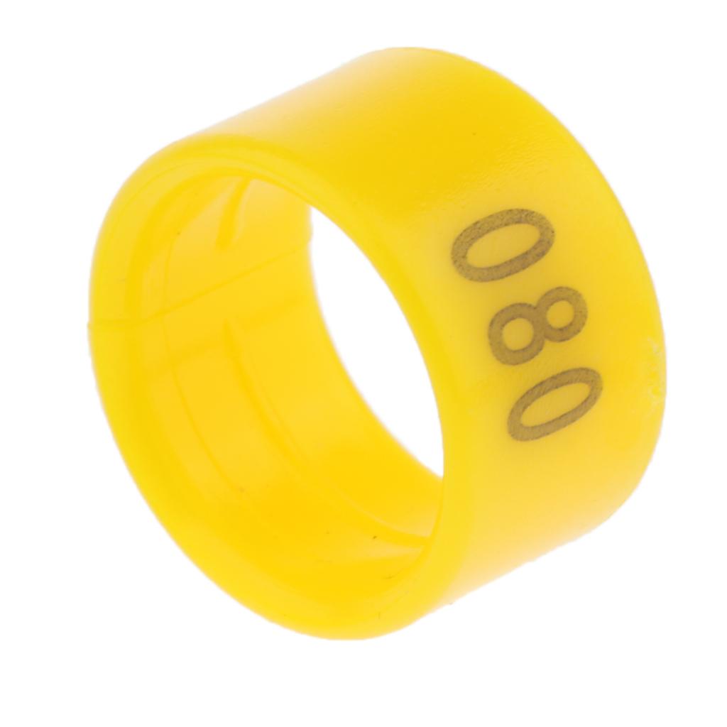 100 Pieces Chicken Poultry Leg Rings Bands Clip Numbers 1.8cm dia Yellow