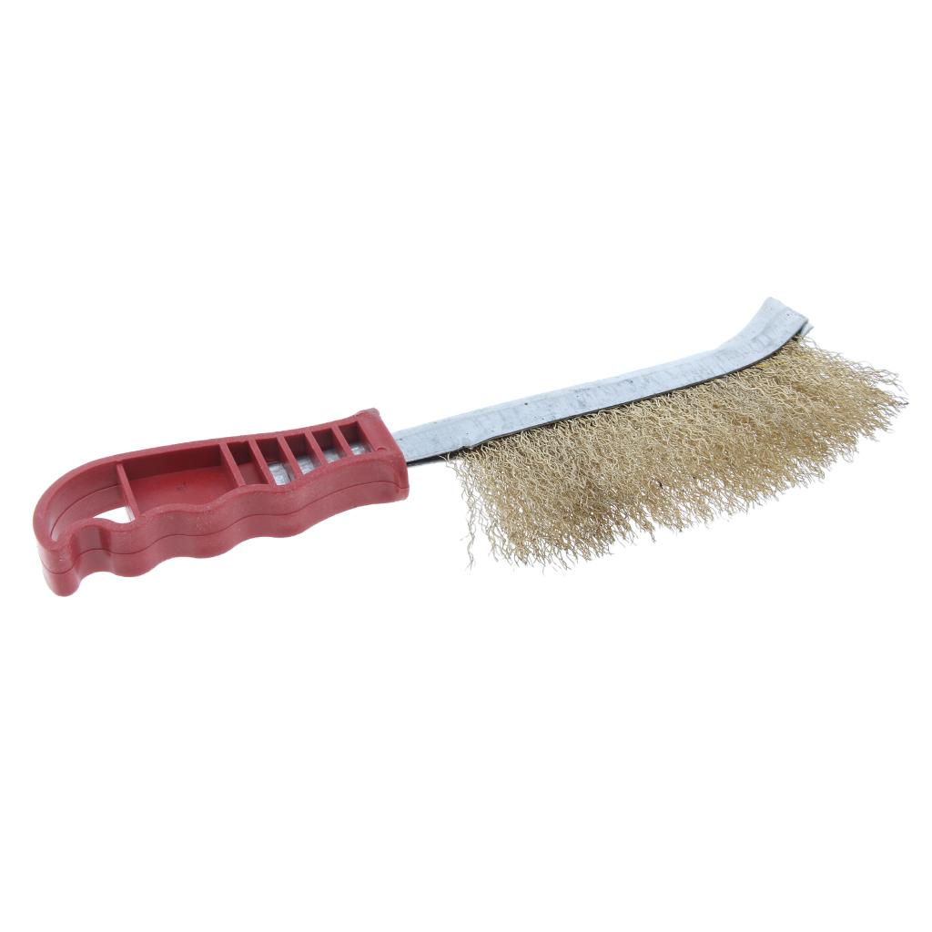 Steel Heavy Duty Dense Wire Hand Brush for Metal Rust Paint Cleaning Dark red