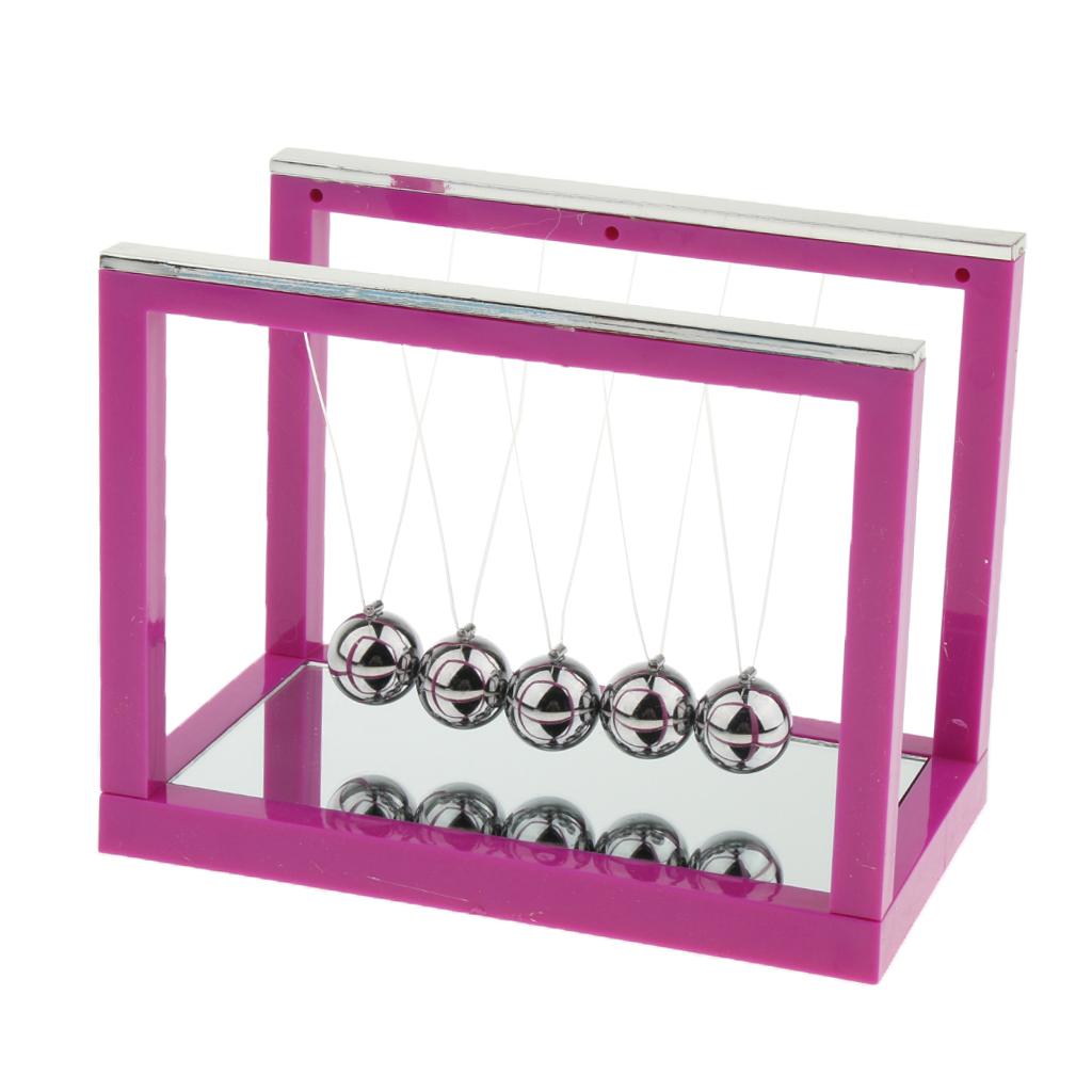 Newton's Cradle with Mirror Balance Ball Desk Toy Home Office Decoration purple