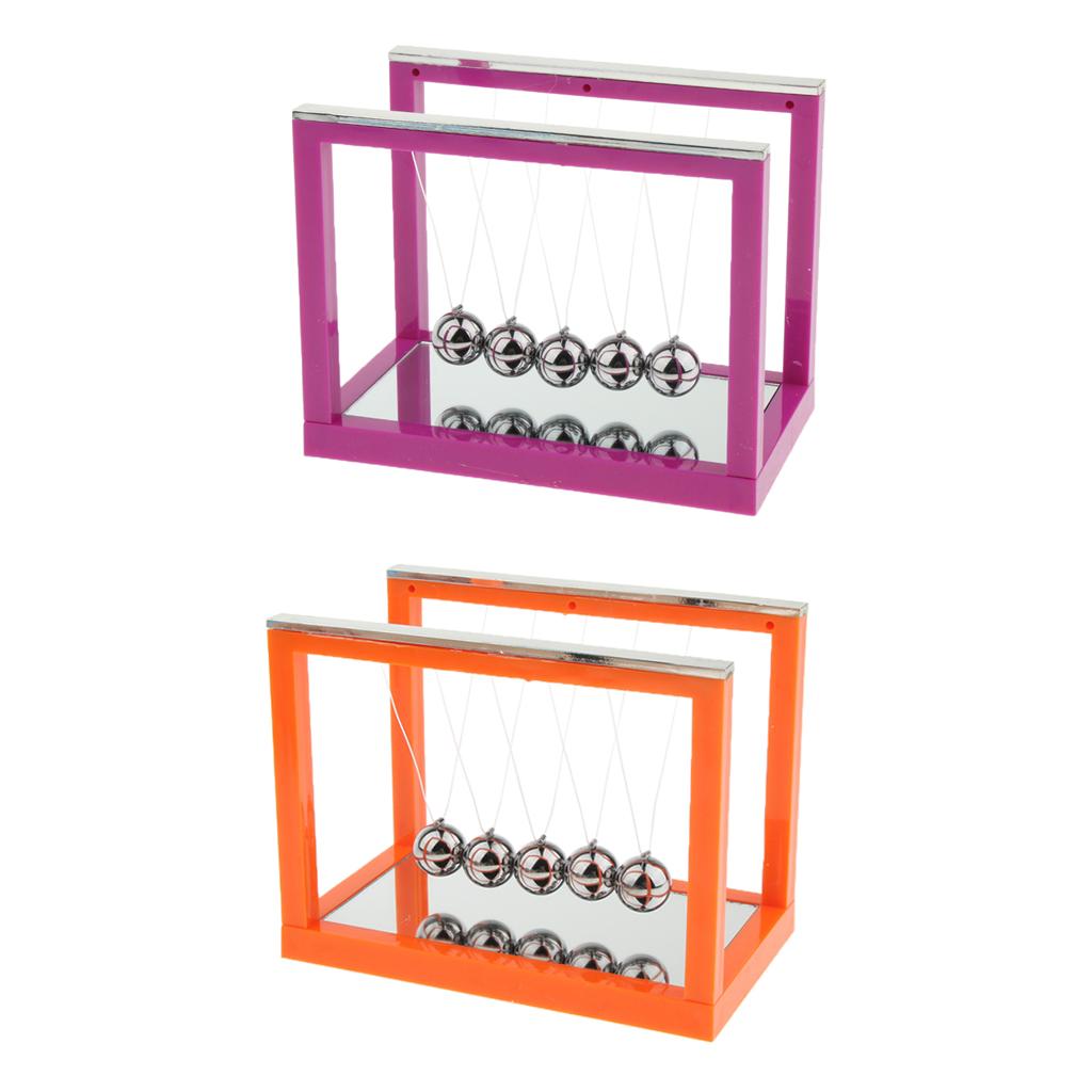 Newton's Cradle with Mirror Balance Ball Desk Toy Home Office Decoration purple