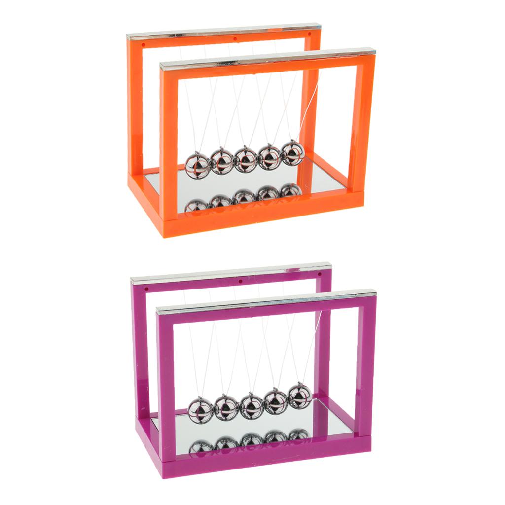 Newton's Cradle with Mirror Balance Ball Desk Toy Home Office Decoration purple