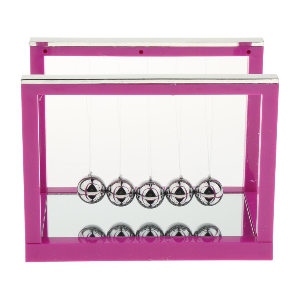 Newton's Cradle with Mirror Balance Ball Desk Toy Home Office Decoration purple