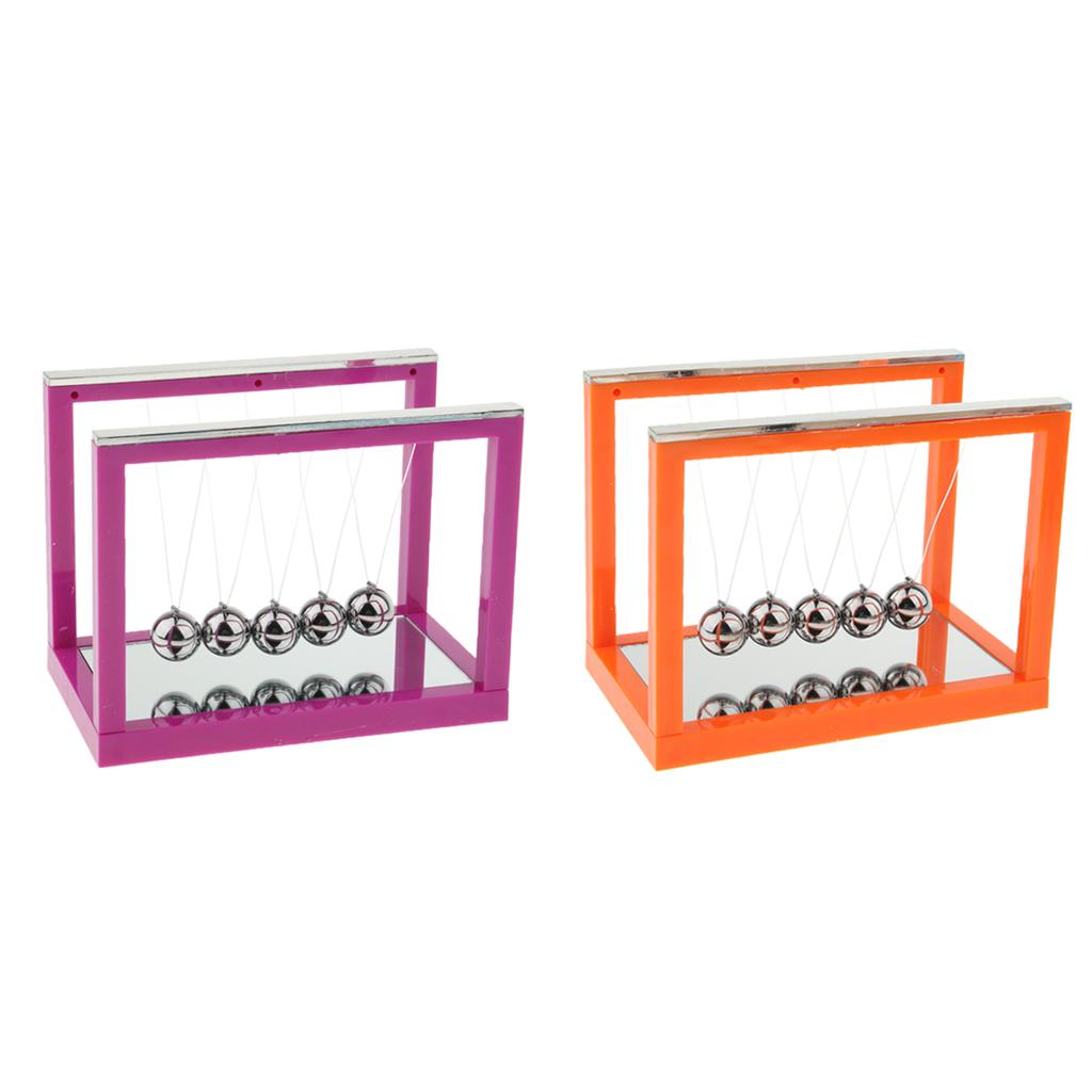 Newton's Cradle with Mirror Balance Ball Desk Toy Home Office Decoration purple