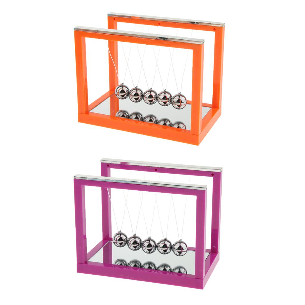 Newton's Cradle with Mirror Balance Ball Desk Toy Home Office Decoration purple