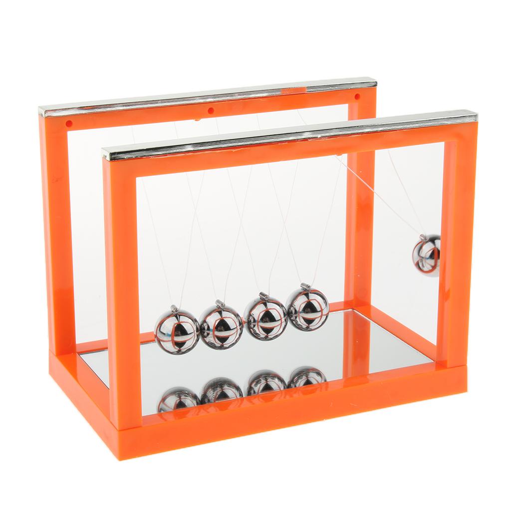 Newton's Cradle with Mirror Balance Ball Desk Toy Office Decoration orange