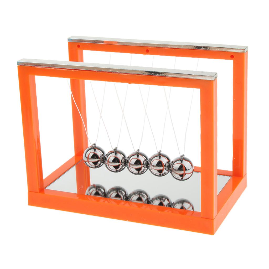 Newton's Cradle with Mirror Balance Ball Desk Toy Office Decoration orange