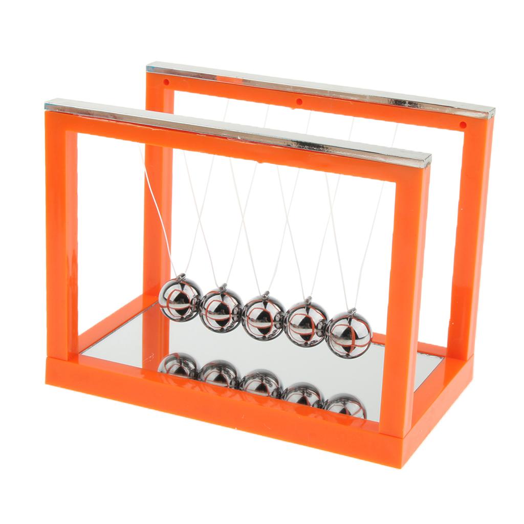 Newton's Cradle with Mirror Balance Ball Desk Toy Office Decoration orange