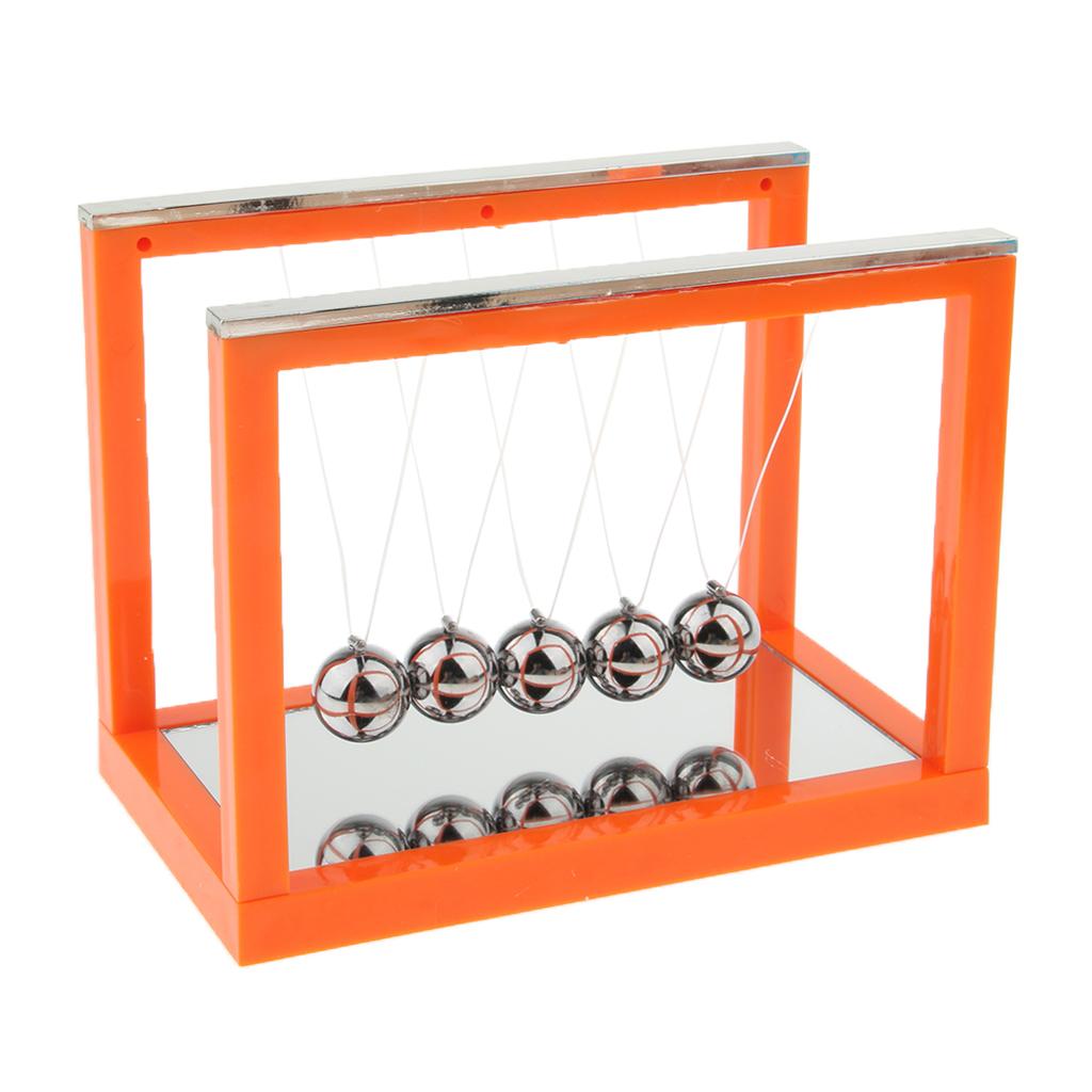 Newton's Cradle with Mirror Balance Ball Desk Toy Office Decoration orange