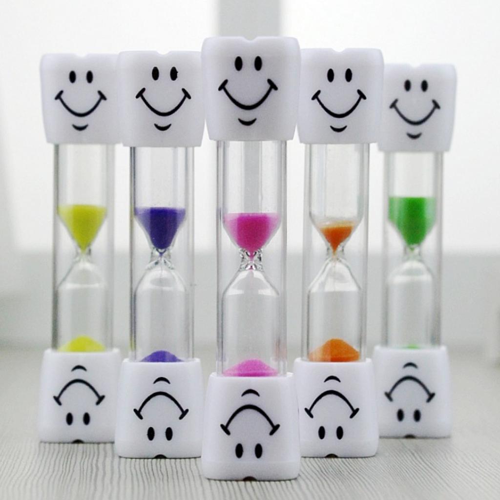 5Pieces Plastic Sand Timer Hourglass for Kid Reading Game Playing Blue