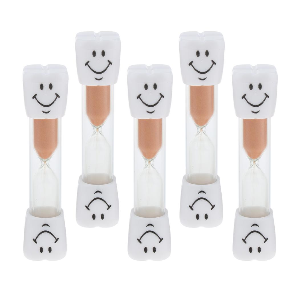 5Pieces Plastic Sand Timer Hourglass for Kid Reading Game Playing Orange