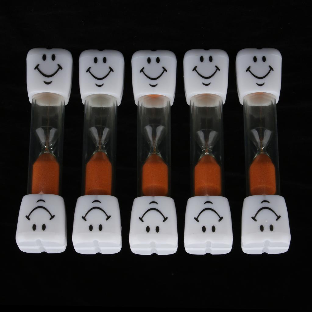 5Pieces Plastic Sand Timer Hourglass for Kid Reading Game Playing Orange