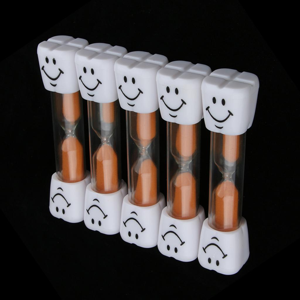 5Pieces Plastic Sand Timer Hourglass for Kid Reading Game Playing Orange