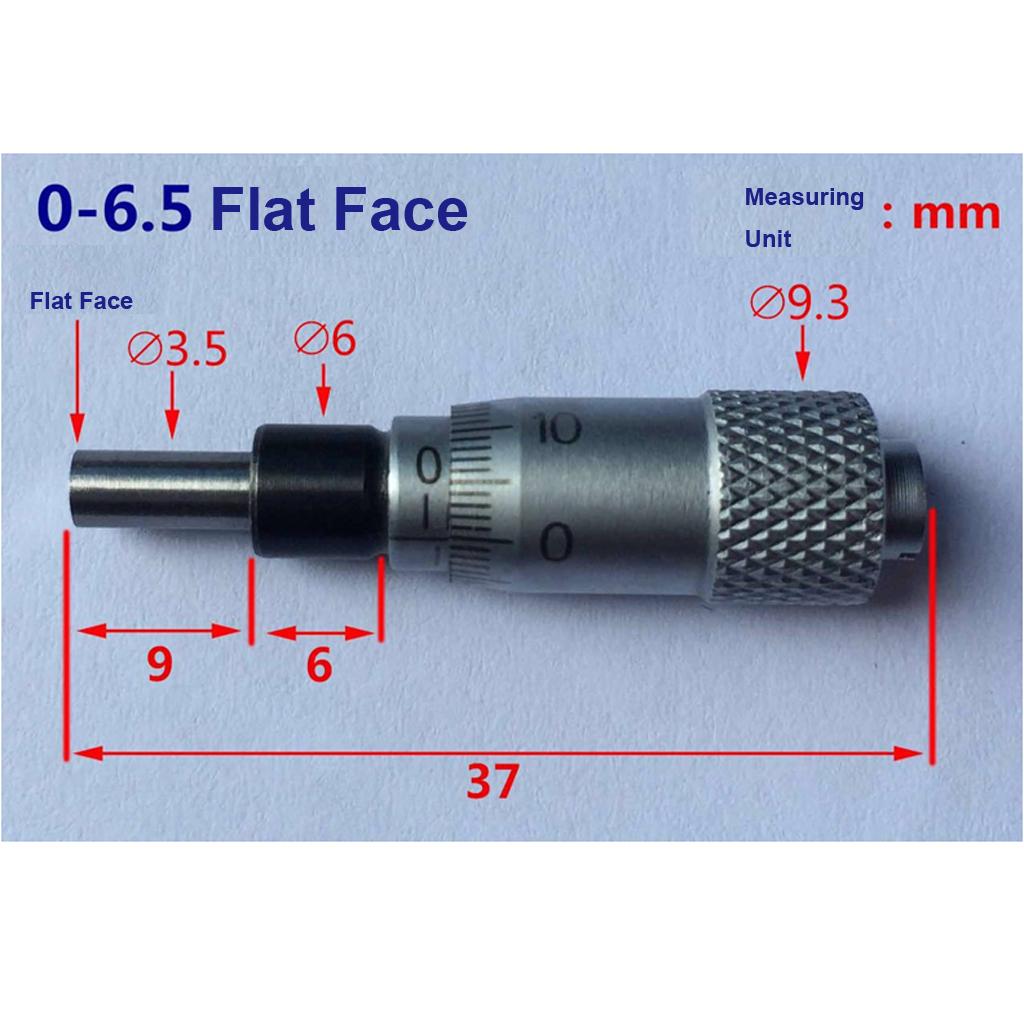 Micrometer Head Stop Spindle Lock, Metric, Flat Face, 0-6.5mm, graduation: 0.01 mm, with a clear scale