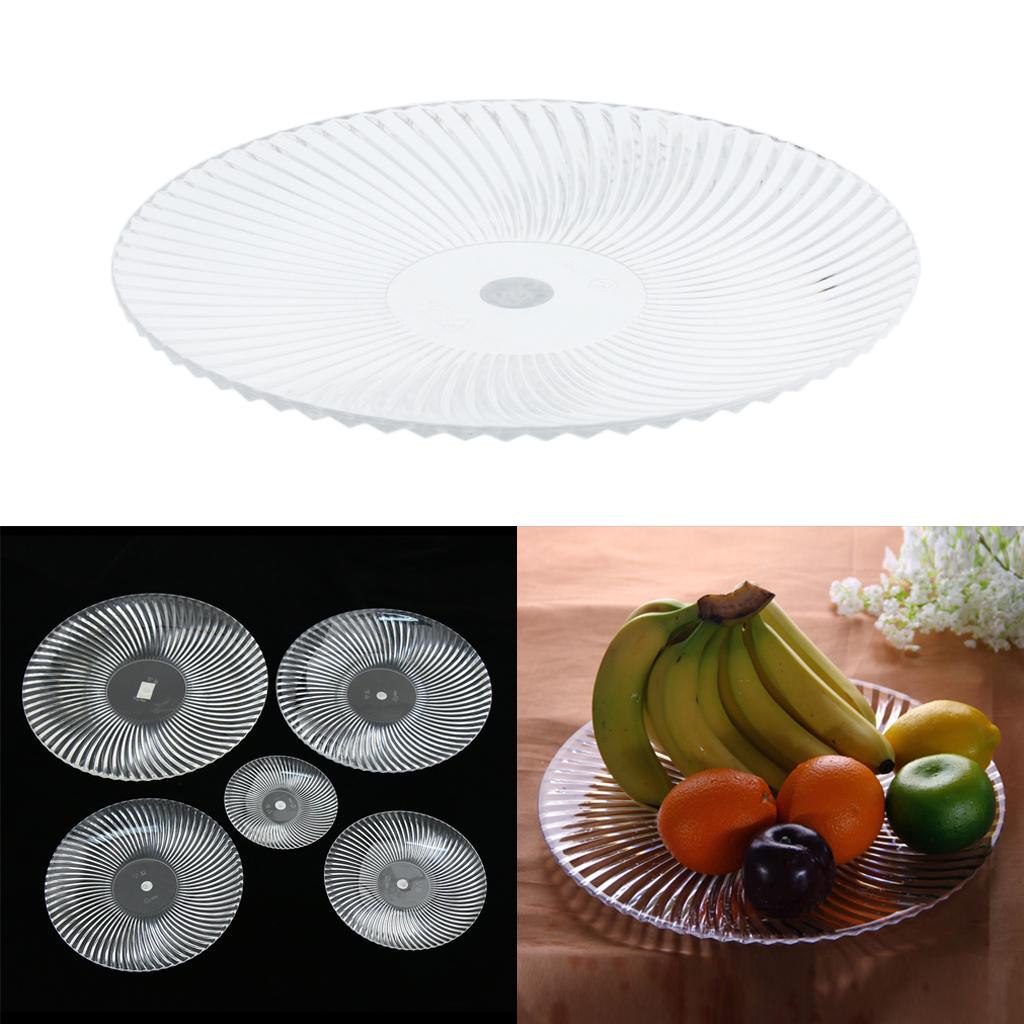 Round Clear Dish Plate Food Serving Tray Flat Acrylic Fruit Platter 25cm