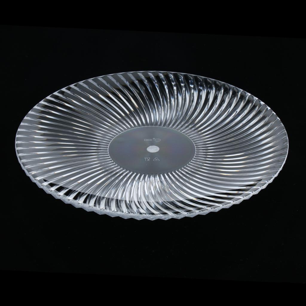 Round Clear Dish Plate Food Serving Tray Flat Acrylic Fruit Platter 35cm