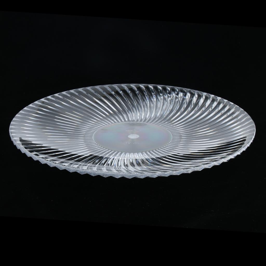 Round Clear Dish Plate Food Serving Tray Flat Acrylic Fruit Platter 35cm