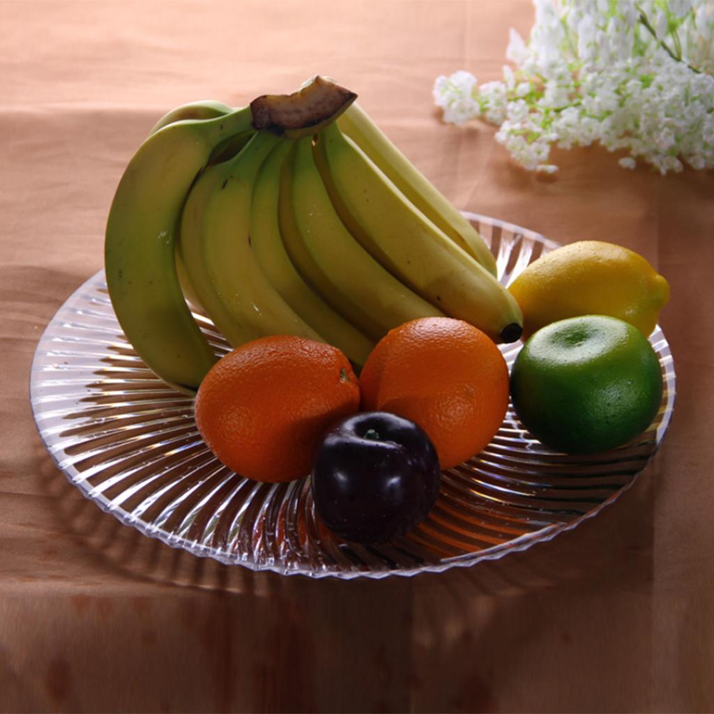 Round Clear Dish Plate Food Serving Tray Flat Acrylic Fruit Platter 35cm